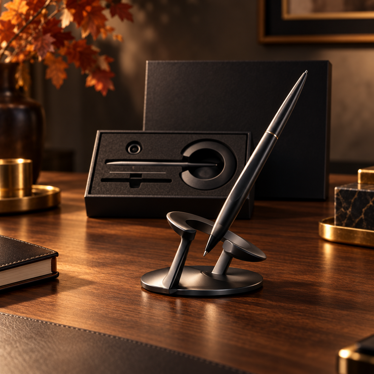 Black novium Hoverpen Interstellar on magnetic stand