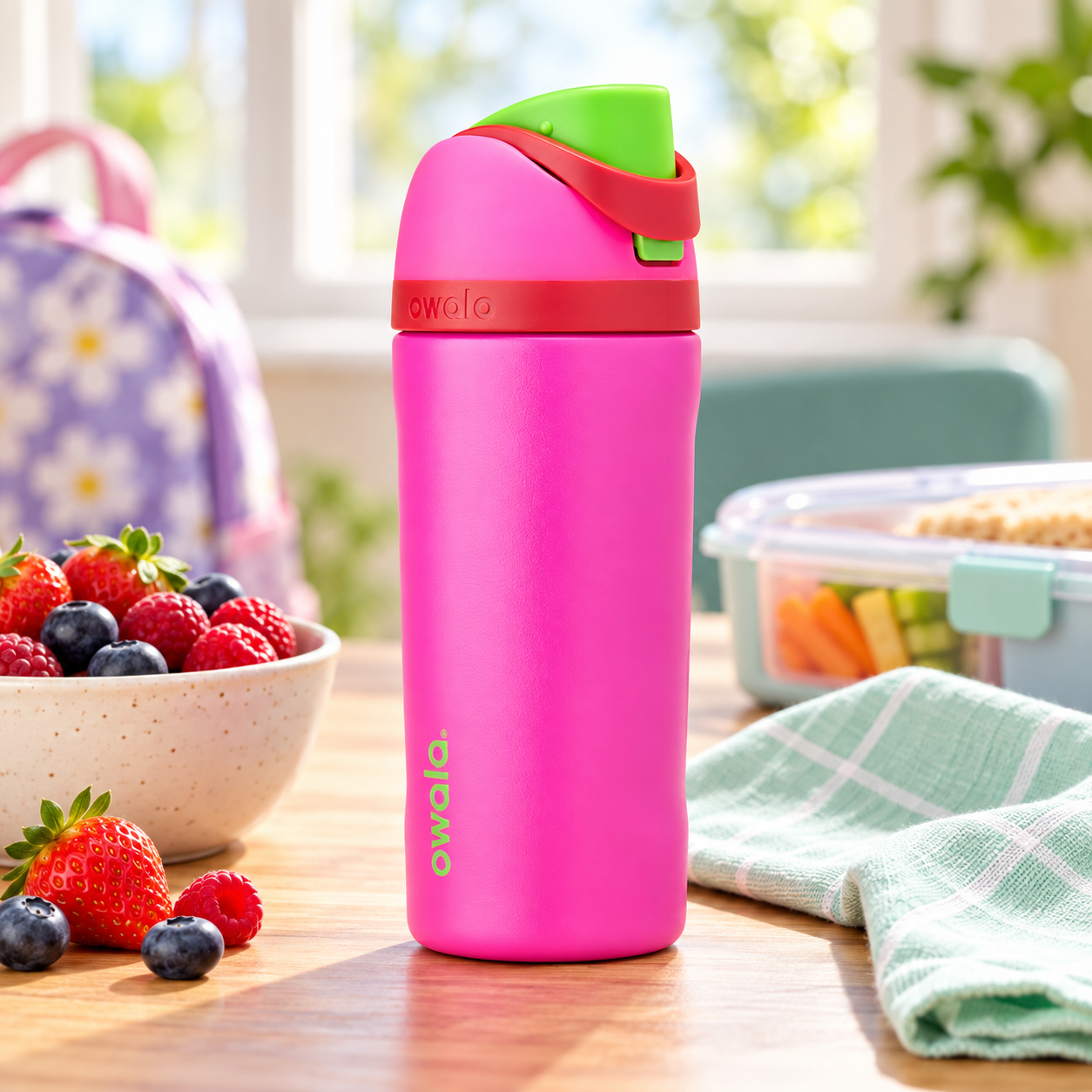 Berry-colored Owala Kids FreeSip water bottle