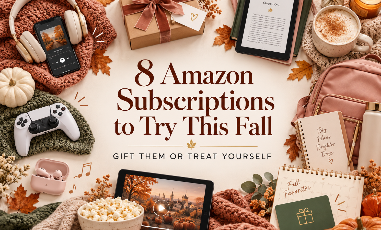 Fall subscription gift guide featuring audiobooks, reading, music, gaming, streaming, and young adult Prime ideas