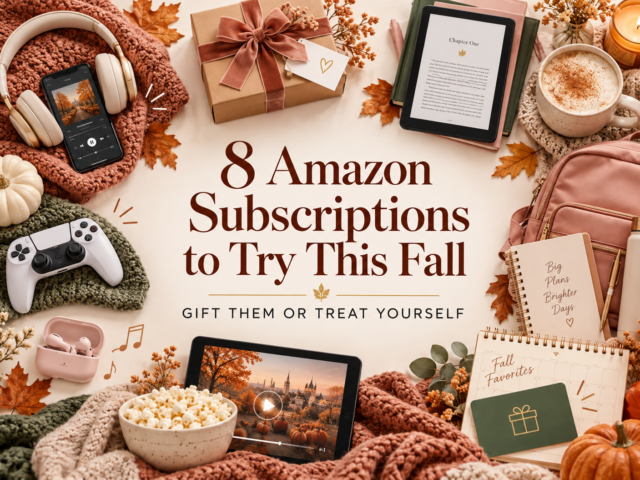 Fall subscription gift guide featuring audiobooks, reading, music, gaming, streaming, and young adult Prime ideas