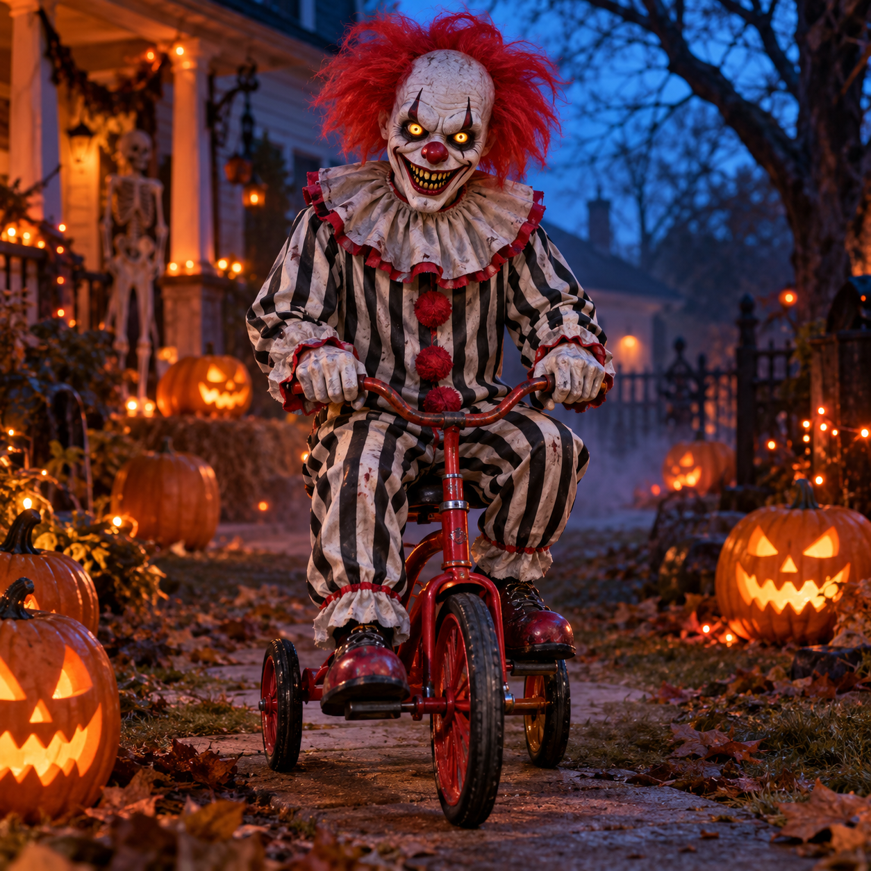 Illustration of A clown on a tricycle