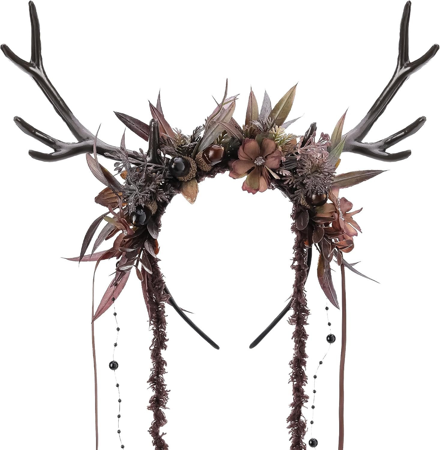 Dark woodland reindeer antler crown