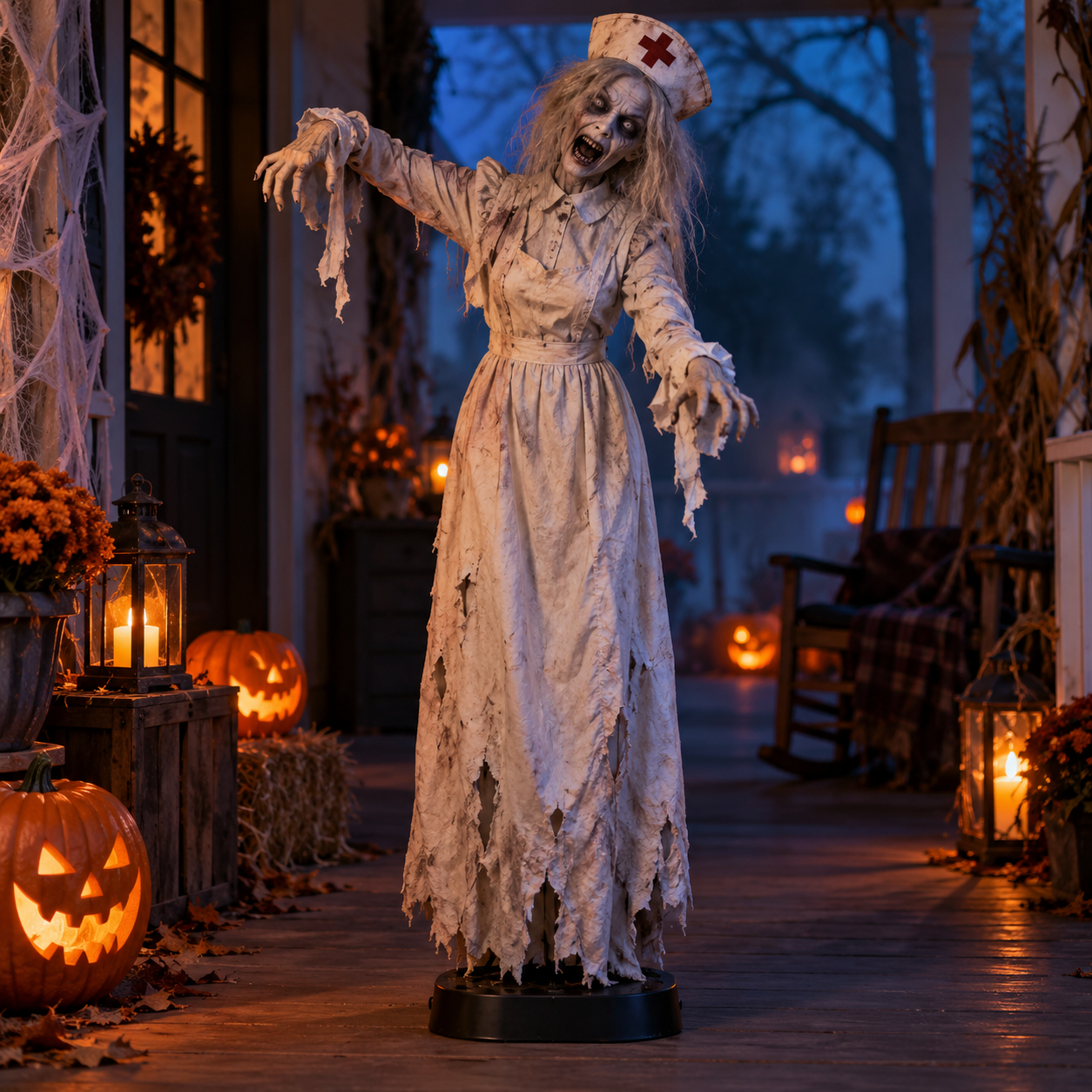 Illustration of A convulsing nurse for a haunted-hospital corner