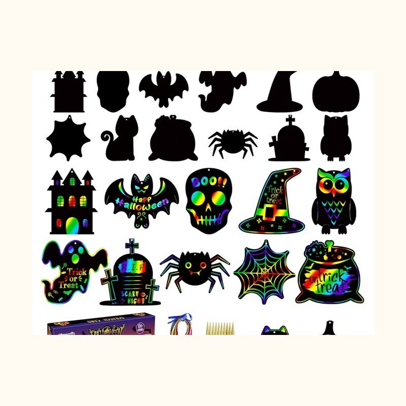 OHOME Halloween scratch art cards