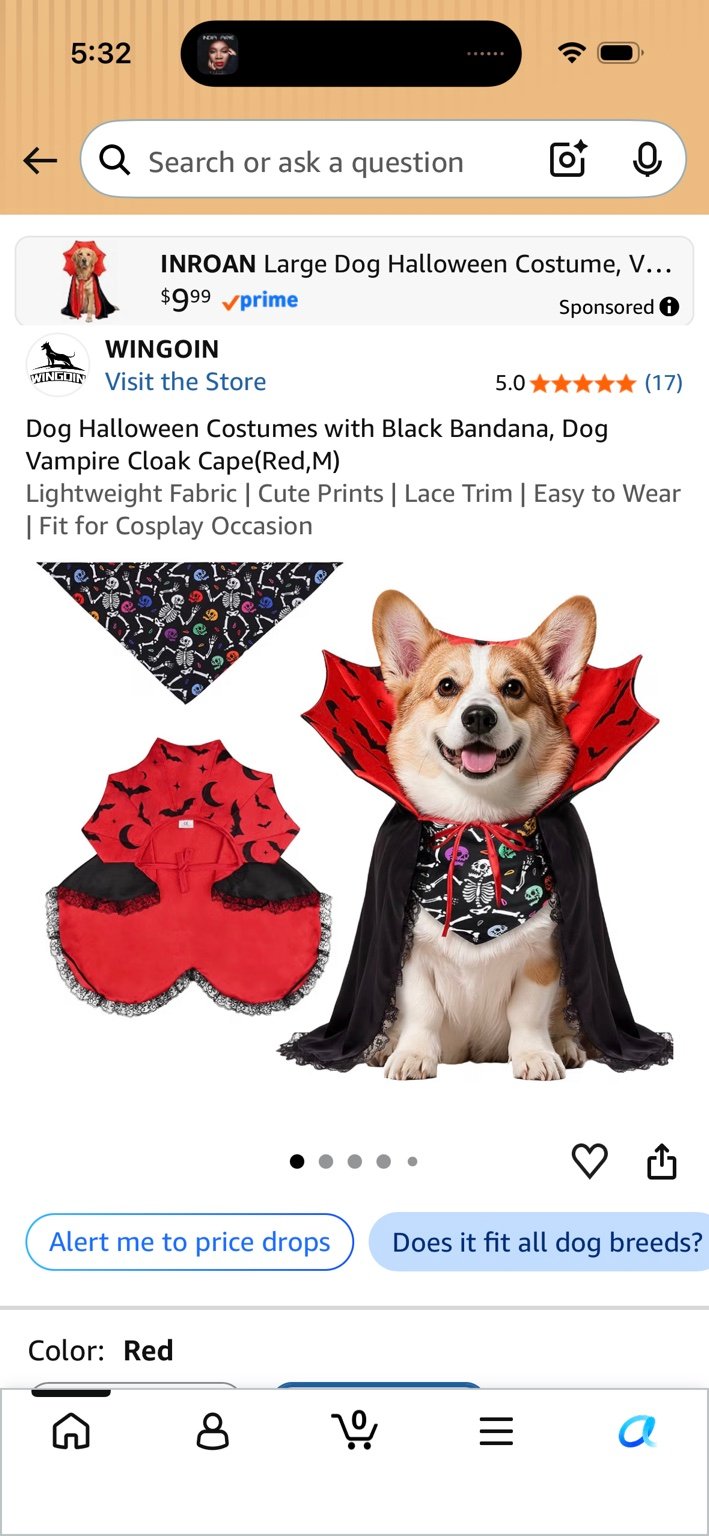 Vampire Cape Dog Costume