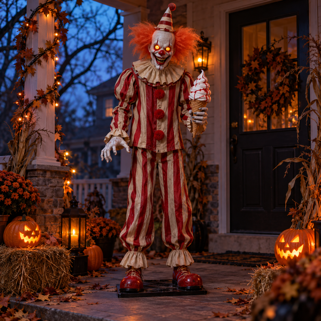 Illustration of An ice cream clown with a carnival-horror twist
