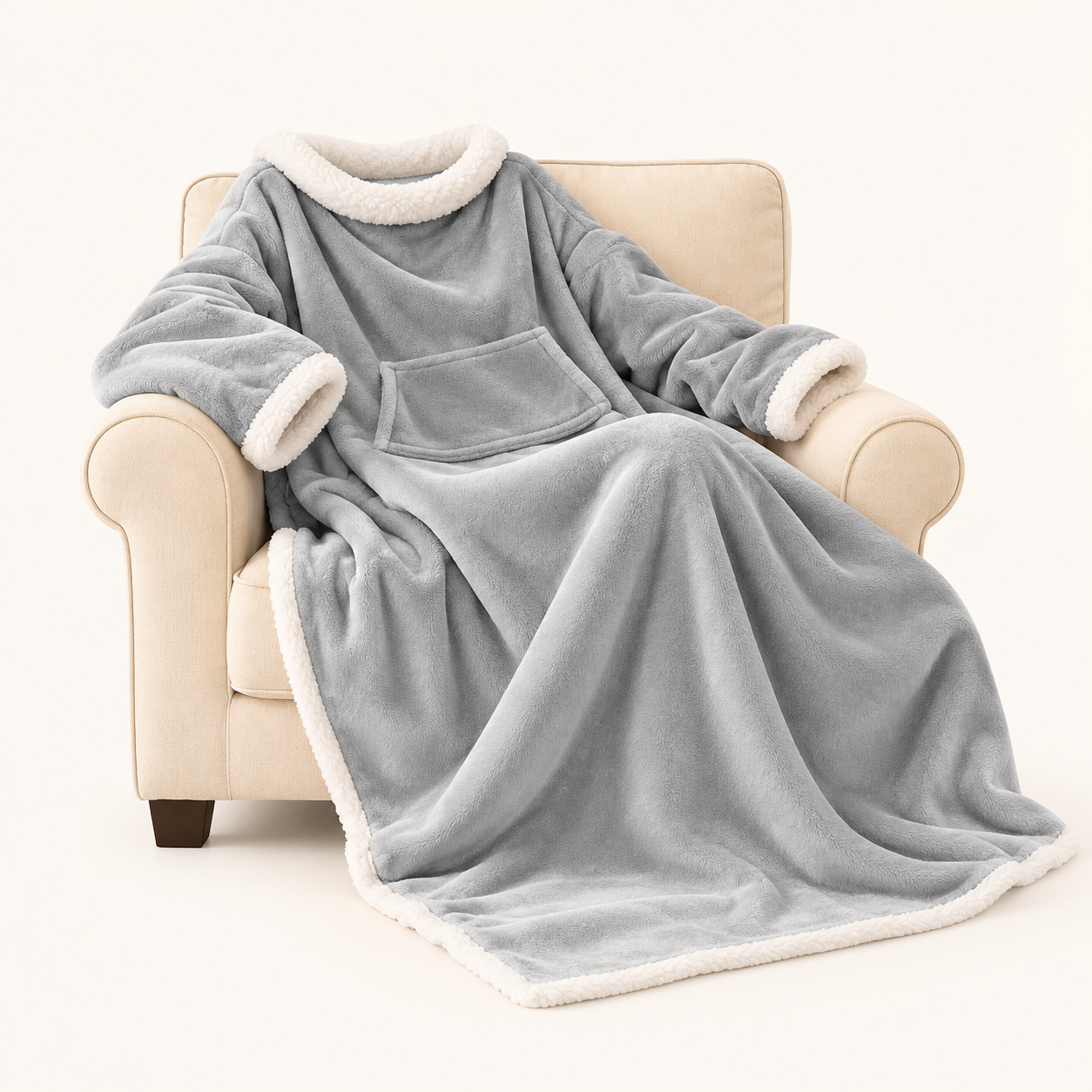 Grey IFNOW sherpa wearable blanket