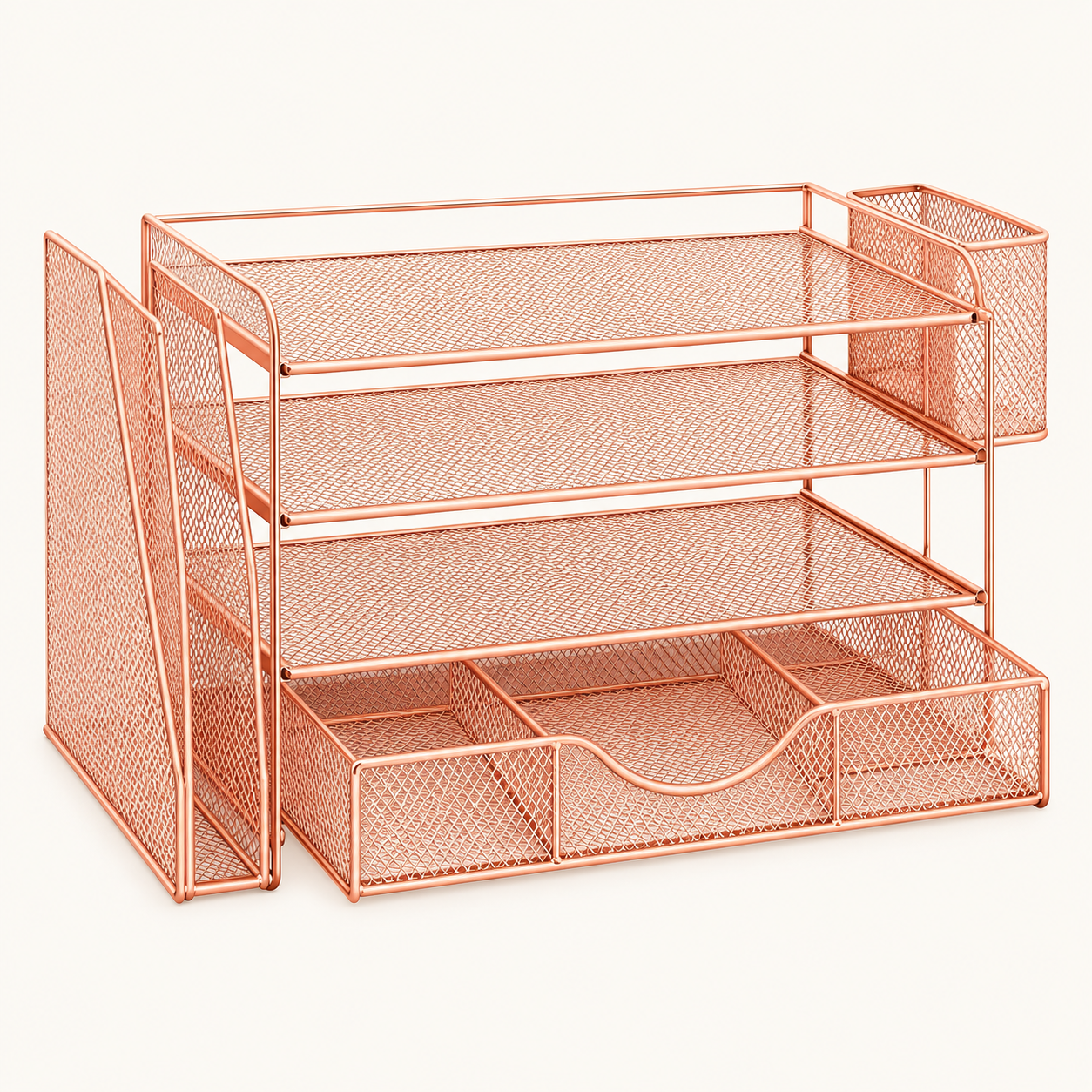 Rose gold gianotter mesh desk organizer
