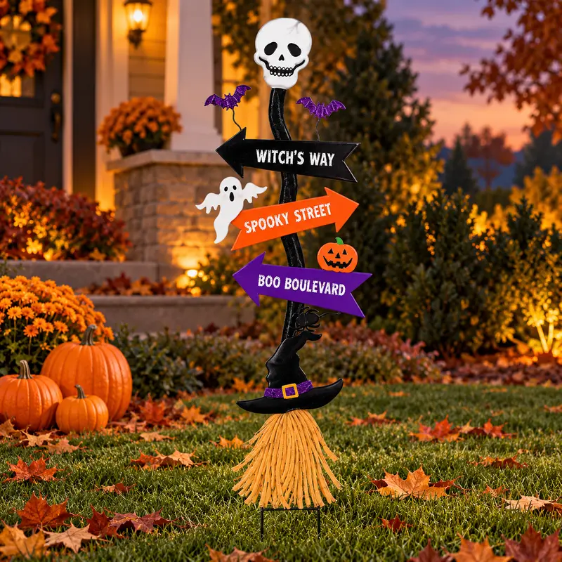 Halloween directional signpost yard stake